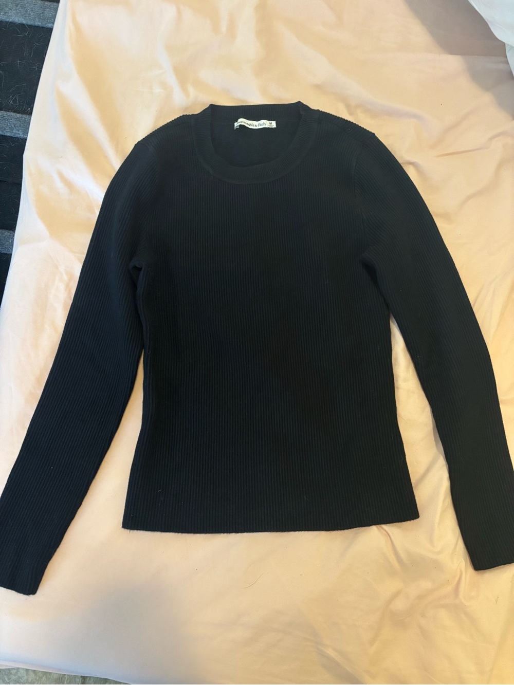 Abercrombie & Fitch Black Ribbed Crewneck Sweater